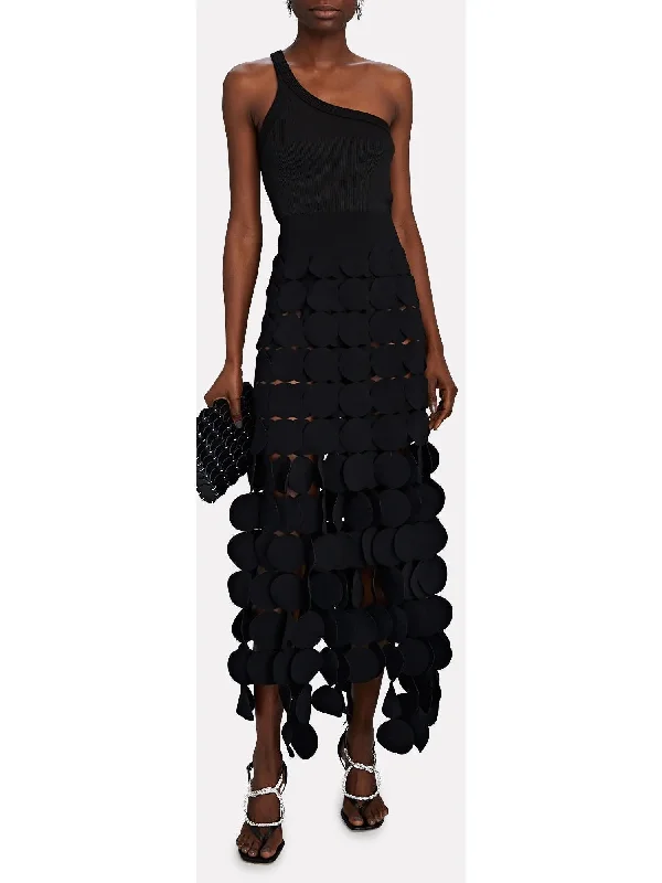 Laser-Cut Layered Circle Skirt in Black lace skirt intricate