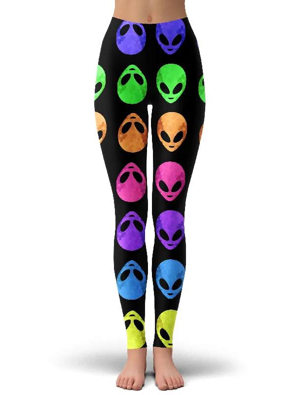 Alien Pattern Leggings Trendy Full-Length Leggings