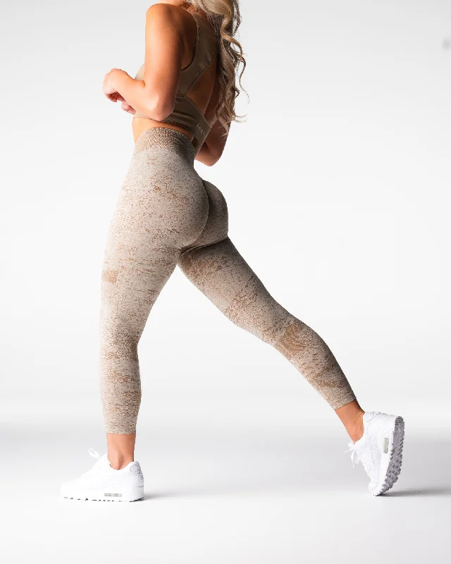 Beige Digital Seamless Leggings Fashionable Printed Legging Pants