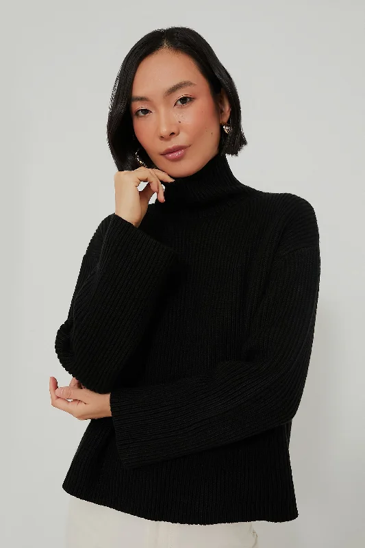 Black Knit Helen Sweater Boxy Sweater Fitted Sweater A-Line