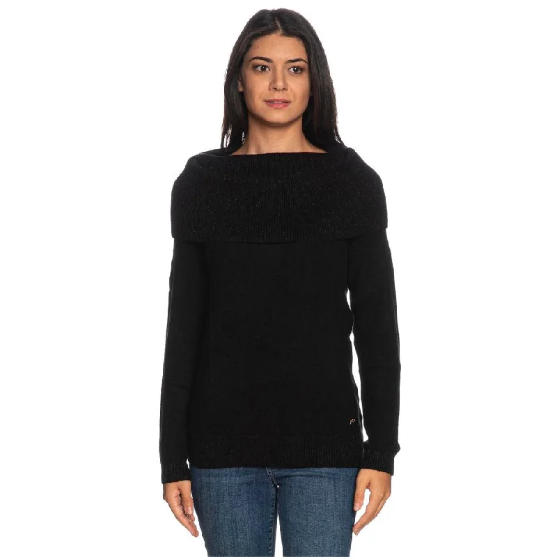 Black Viscose Sweater Herringbone Houndstooth Plaid