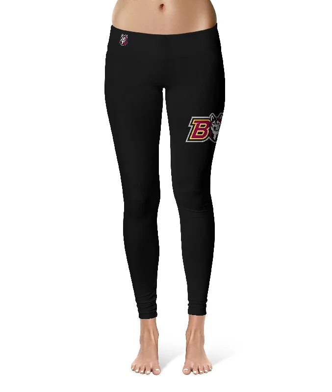 Bloomsburg University Huskies Large Logo on Thigh Black Yoga Leggings for Women by Vive La Fete Elegant Black Leggings