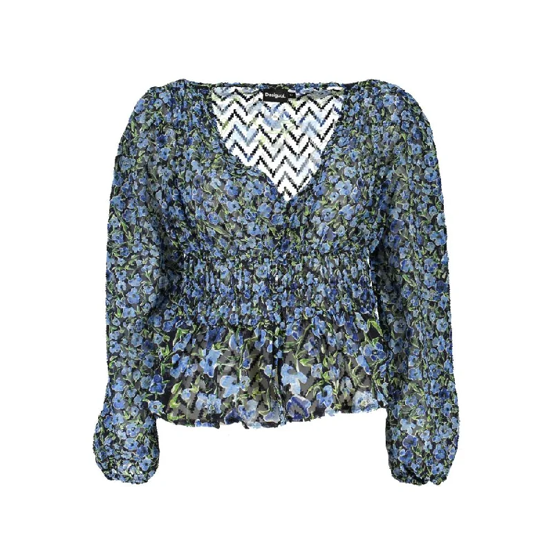 Blue Polyester Sweater Thin Thick Dense