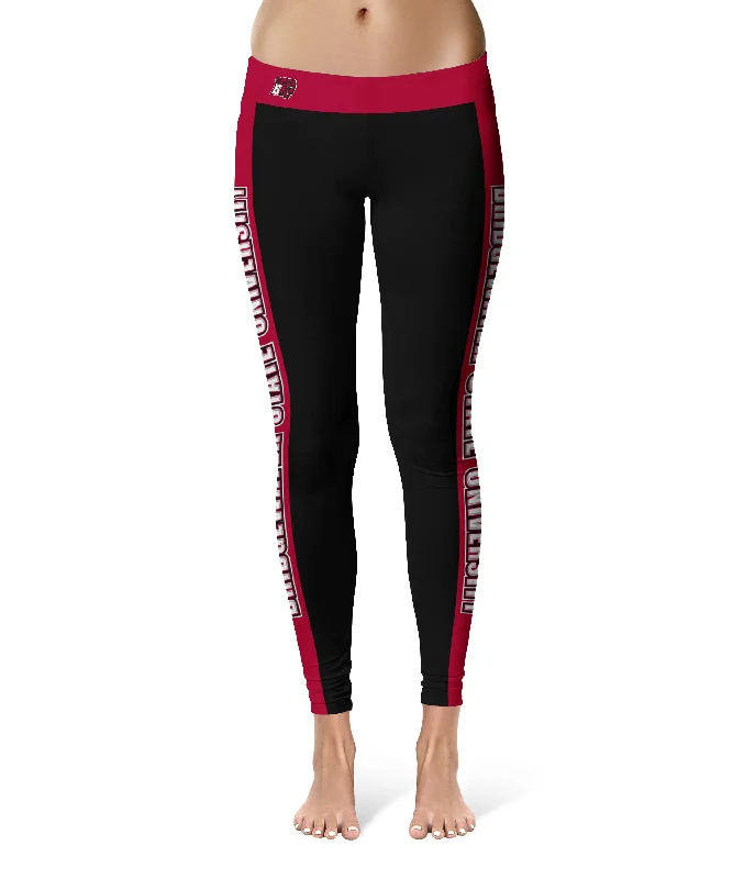 Bridgewater State Bears BSU Game Day Red Stripes Black Yoga Leggings for Women by Vive La Fete Stylish Sweat-Proof Leggings