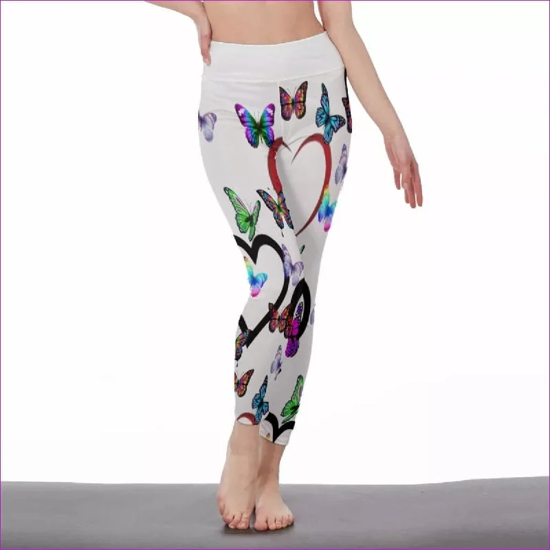 Butterfly Love Womens High Waist Leggings | Side Stitch Closure Chic Printed Yoga Pants