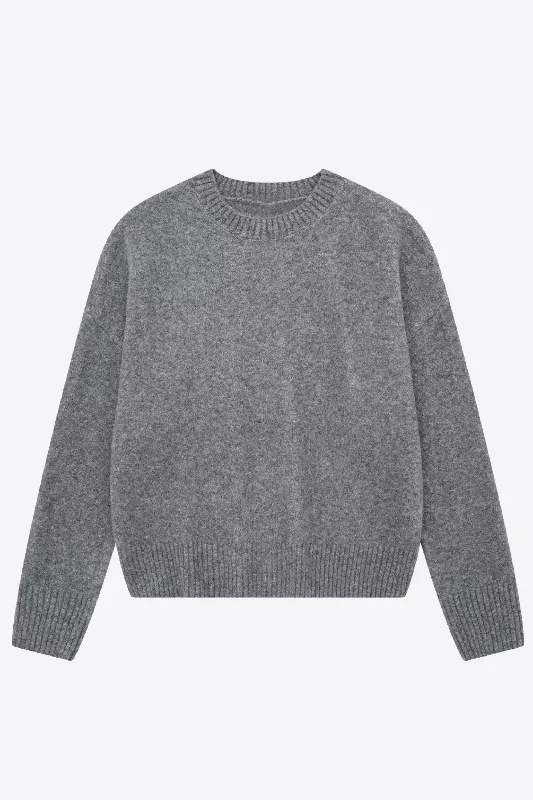 Cenere - Grey Neck Sweater Mesh Sweater Canvas Denim