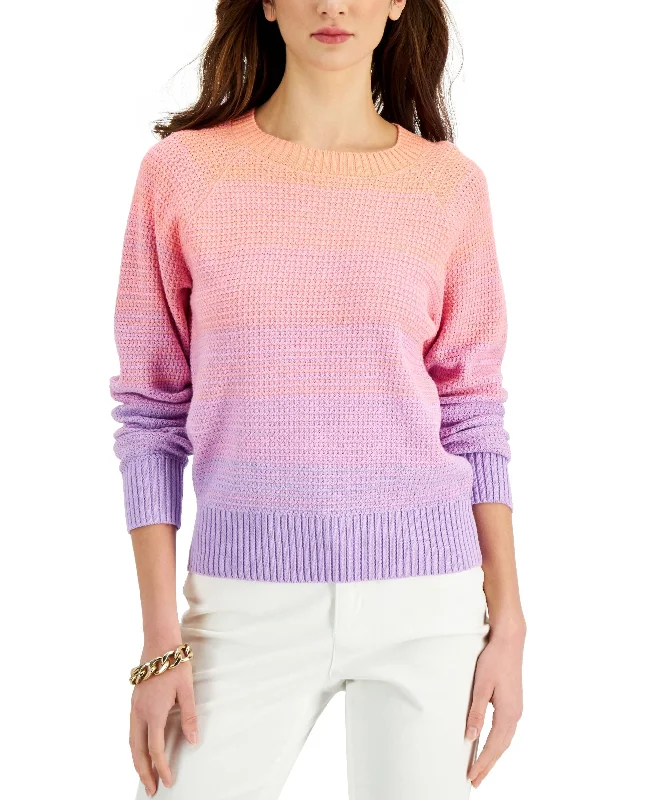 Charter Club Long Sleeve Ombre Sweater Boat Neck Shawl Collar Notched Collar