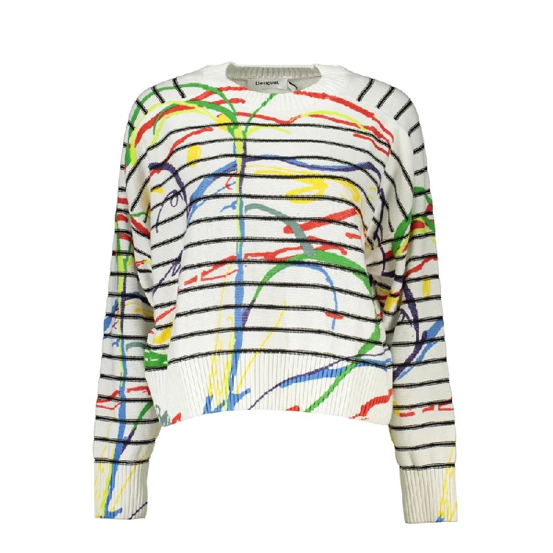 Chic Contrast Detail Crew Neck Sweater Transparent Opaque Sheer
