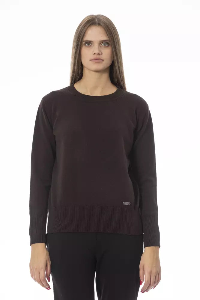 Brown Wool Women Sweater Anti-Pilling Anti-Shrink Durable