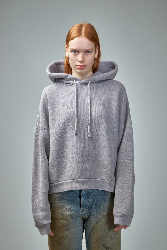 Hooded Sweater Logo Patch Spandex Blend Rayon Blend Denim Blend