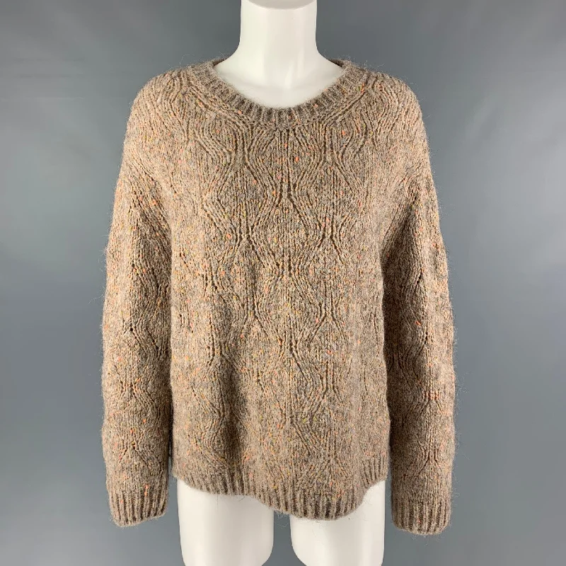 CLOSED Size XL Beige Orange Acrylic Blend Knitted Sweater Zippered Buttoned Snapped