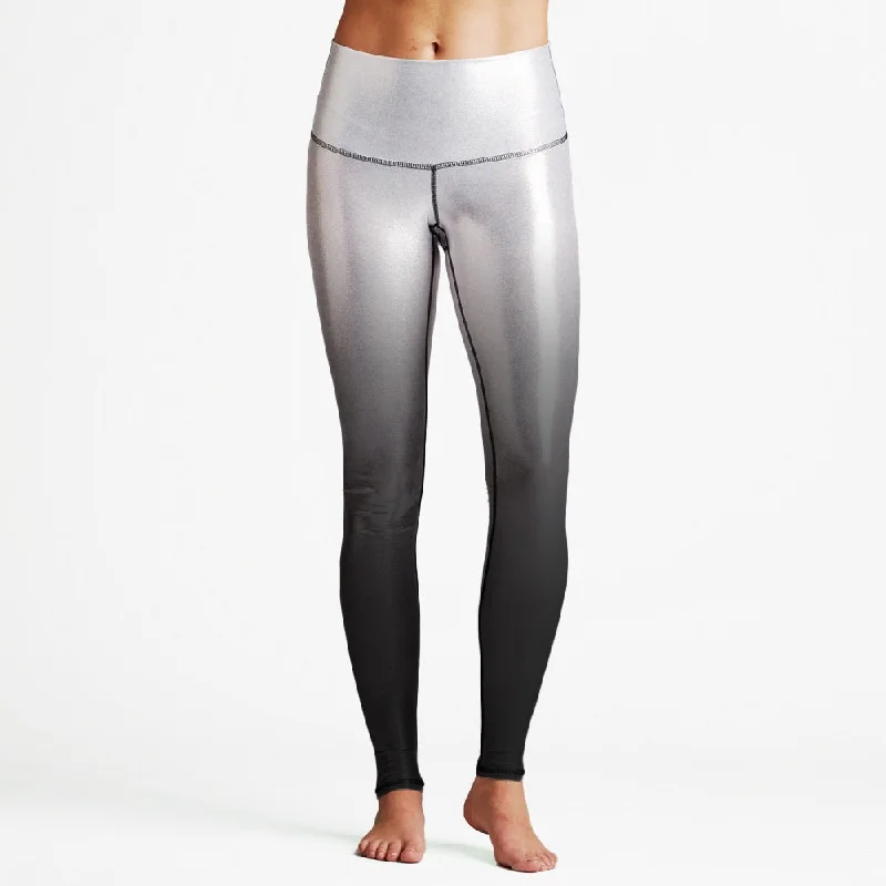 Silver / Black Foil High Waist Womens Yoga Leggings Fashionable Sports Leggings