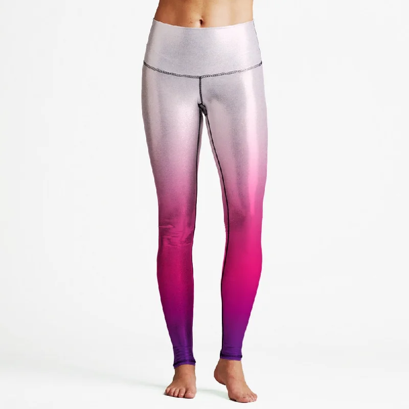 Pink Gradient Foil High Waist Womens Yoga Leggings Comfortable Tummy Shaping Leggings