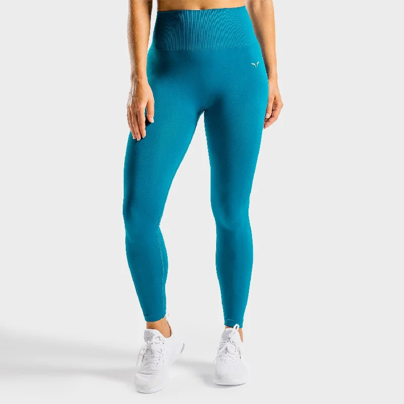 Core Seamless Leggings - Blue Beat Trendy Full-Length Leggings