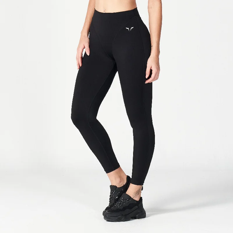 Core V-Cropped Leggings - Black Elegant Velvet Leggings