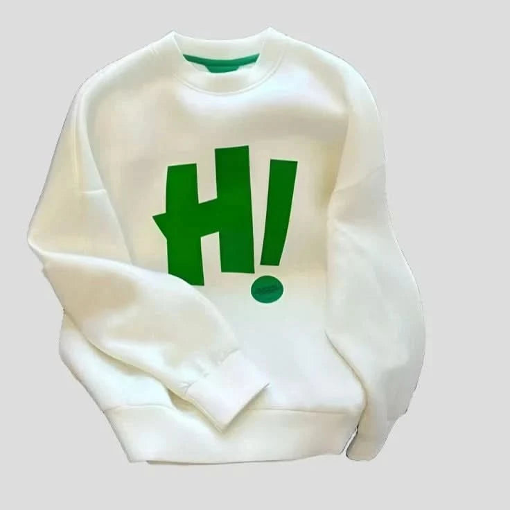 Letter Print Cozy Sweater for Women Velvet Chenille Corduroy