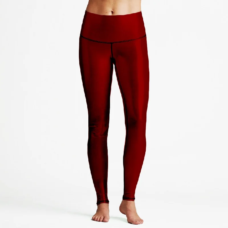 Deep Red Foil High Waist Womens Yoga Leggings Stylish Winter-Ready Leggings