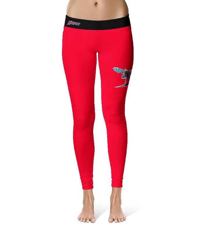 Delaware State Hornets Game Day Logo on Thigh Red Yoga Leggings for Women by Vive La Fete Comfortable Slip-On Leggings