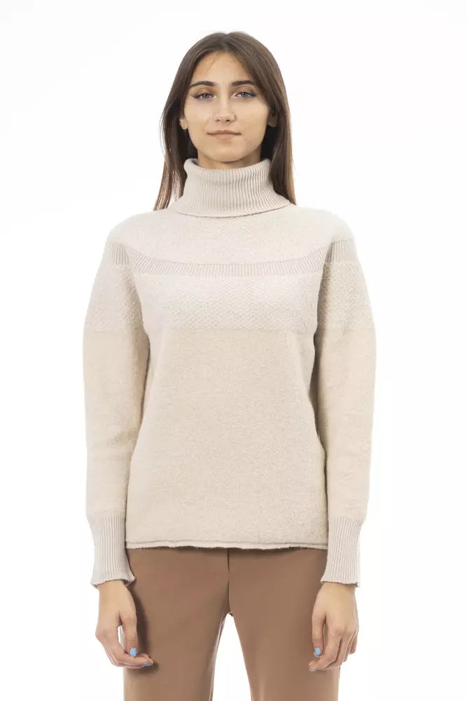 Beige Alpaca Women Sweater Chenille Fabric Brocade Fabric Lace Fabric