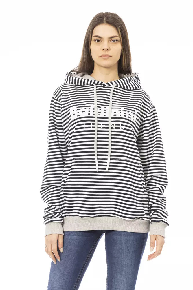 Black Cotton Women Sweater Print Jacquard Patchwork