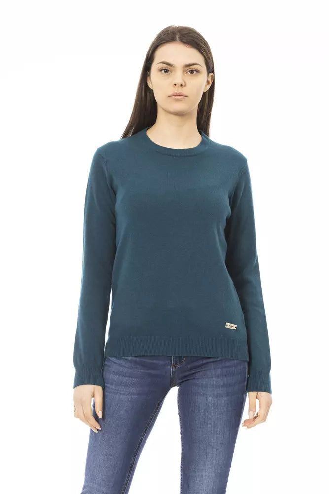 Green Wool Women Sweater Elasticated Padded Insulated