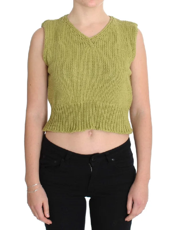 Elegant Green Sleeveless Vest Sweater Casual Formal Business