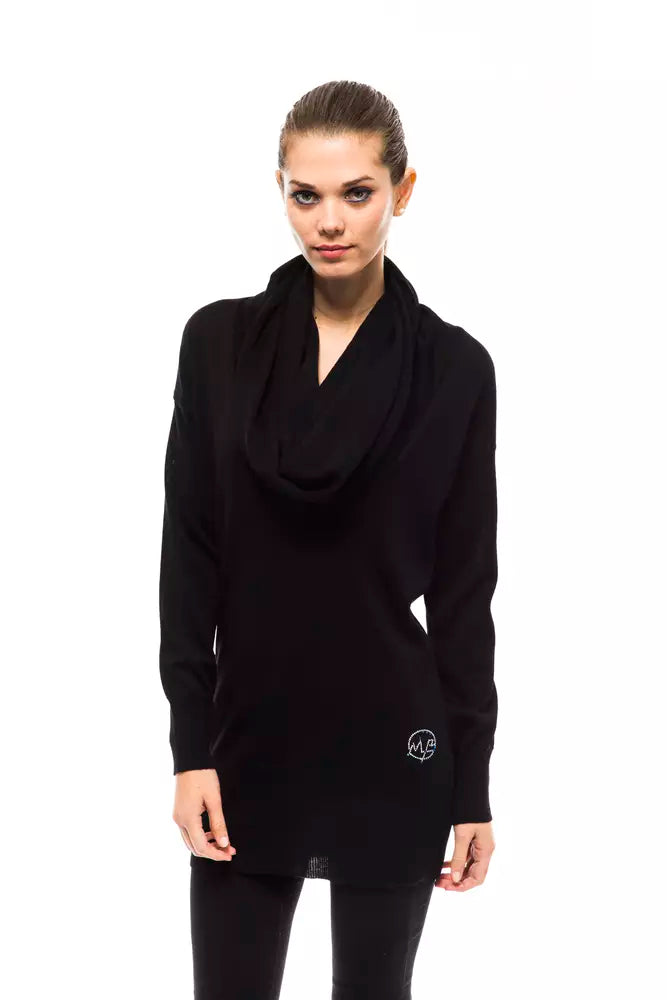 Black Wool Women Sweater Cable Knit Ribbed Knit Lace Knit