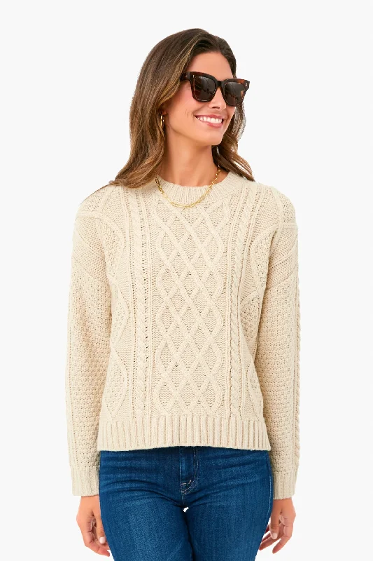 Exclusive Beige Carlita Sweater Chenille Brocade Lace