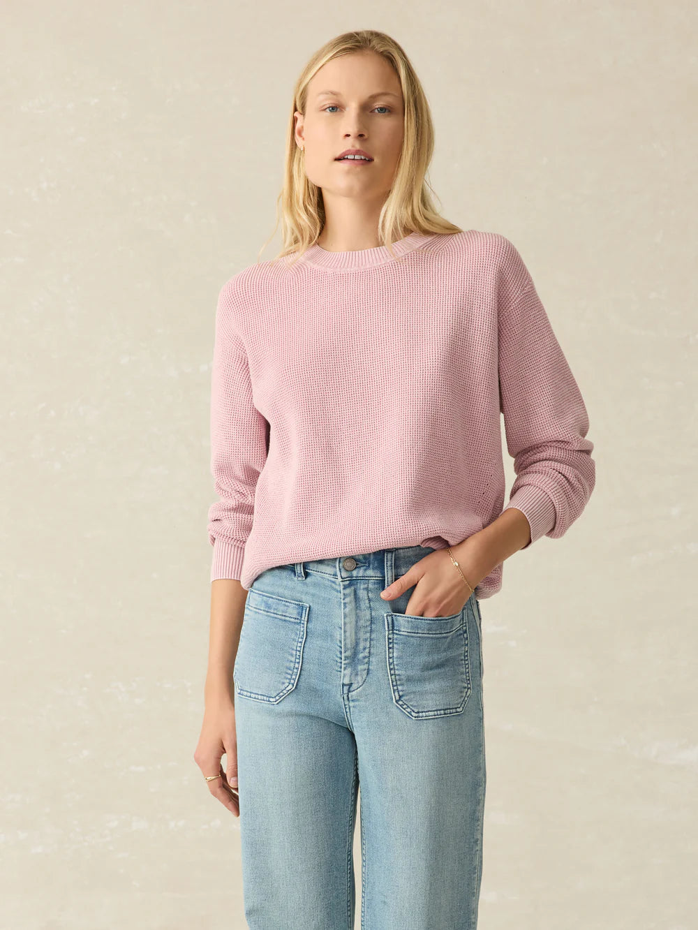 Sunwashed Crewneck Sweater Stretchy Elastic Breathable