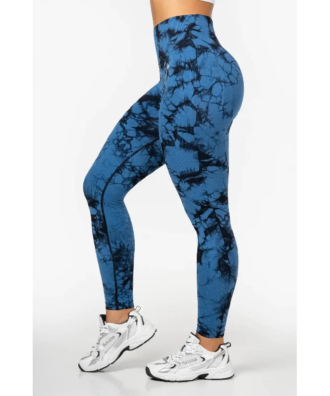 Famme Blue Tie Dye Scrunch Leggings Stylish Everyday Leggings