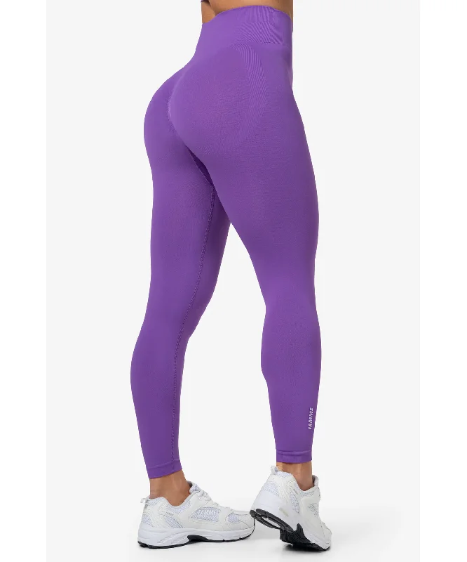 Famme Lunge Seamless Leggings Purple Stylish Side-Stripe Leggings