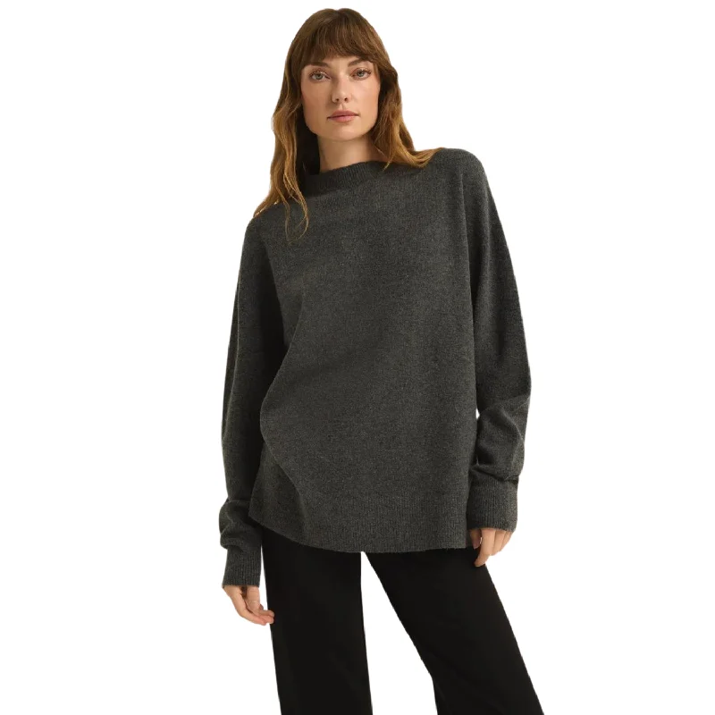 Gia Crew Neck Sweater Charcoal Fitted Loose Oversized