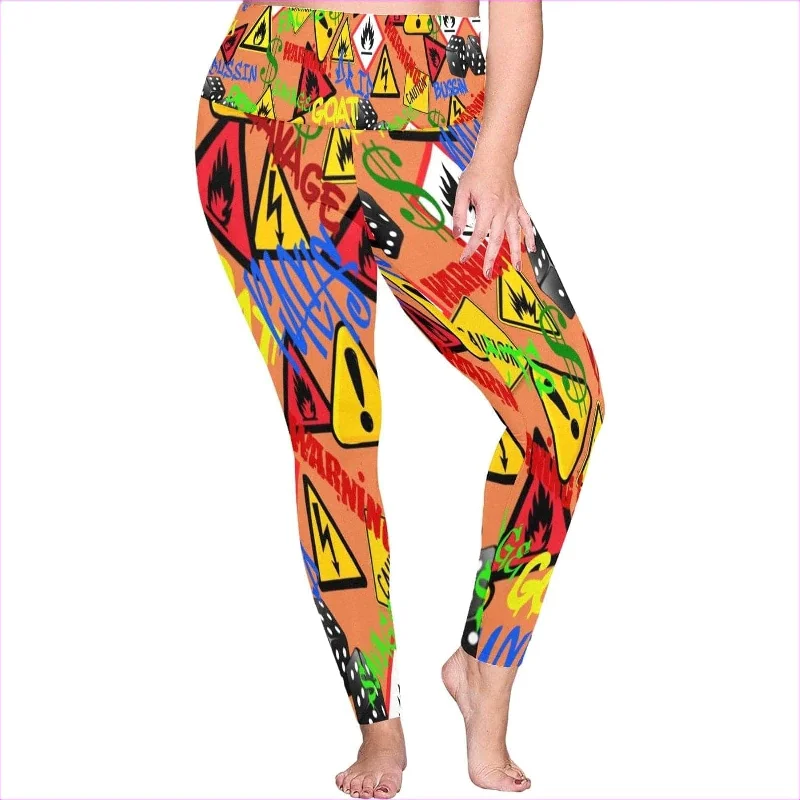 Hazard Womens High Waist Leggings Voluptuous (+) Plus Size Fashionable Full-Length Active Leggings