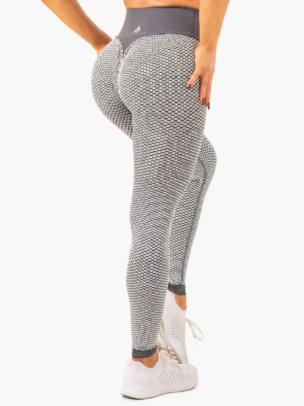 Honeycomb Scrunch Seamless Leggings - Grey Marl Trendy Spandex Leggings