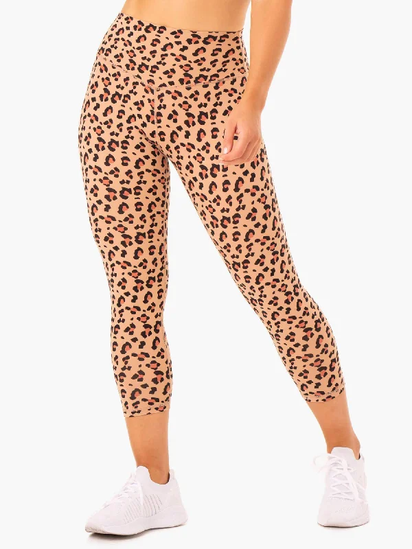 Hybrid 7/8 Leggings - Tan Leopard Trendy Polka Dot Leggings