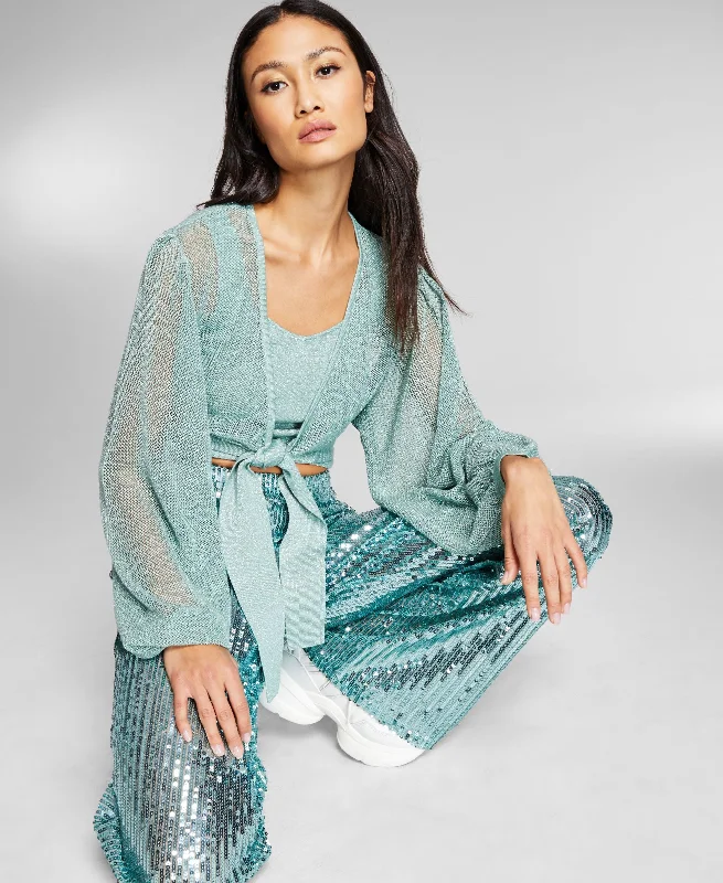 Jeannie Mai X Inc Tie Front Sweater Fitted Loose Oversized