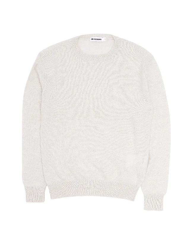 Crewneck Sweater Solid Color Striped Floral Print