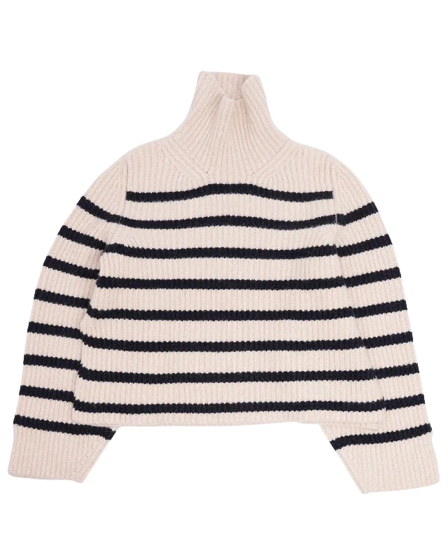 Striped Cashmere Turtleneck Sweater Modern Contemporary Chic
