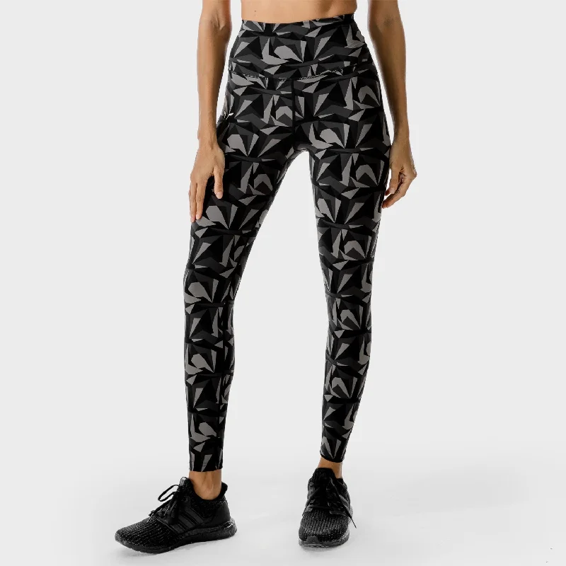 LAB360° Printed Leggings - Black Print Trendy Leather-Look Workout Leggings