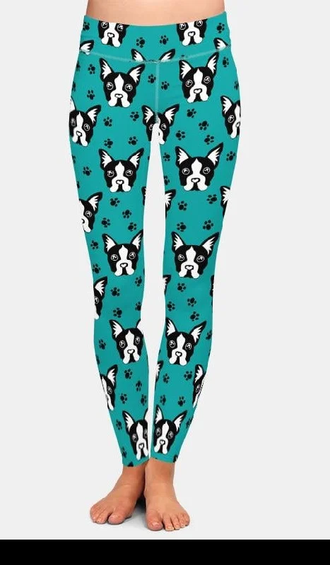 Ladies 3D Cute Cartoon Dogs & Paw Print Leggings Trendy High-Waist Tummy Control Leggings