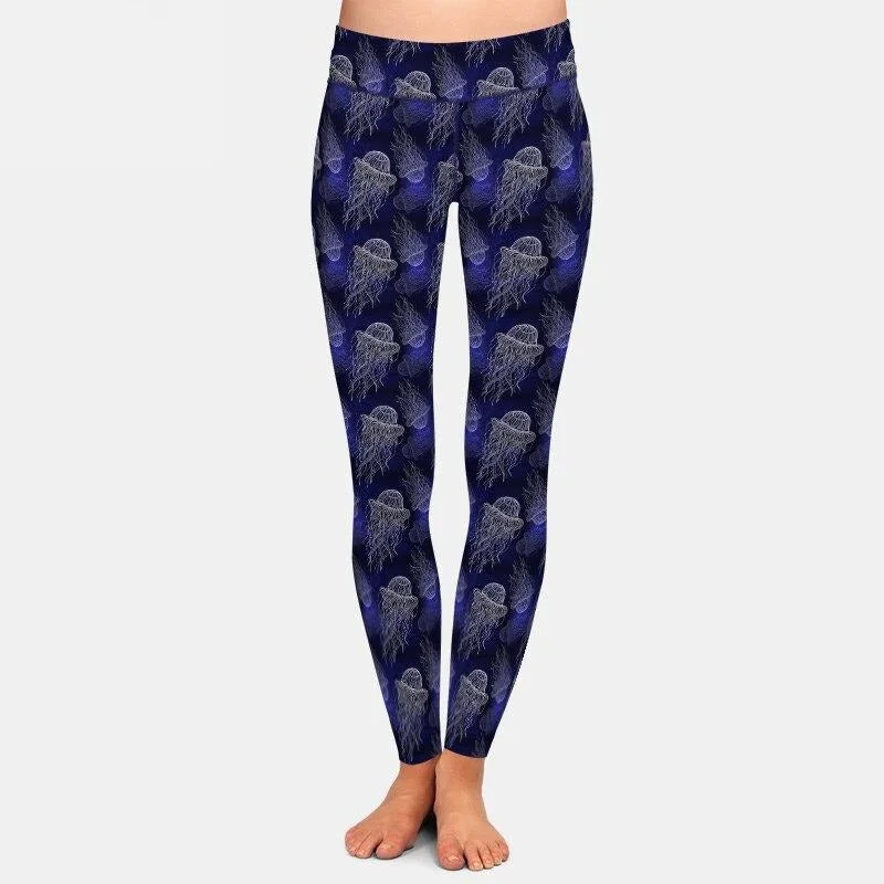 Ladies 3D Jelly Fish Printed Leggings Cozy Cotton Leggings