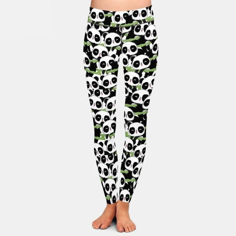 Ladies Cute Panda Printed Leggings Fashionable Printed Legging Pants