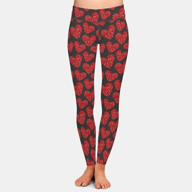 Ladies Gorgeous Heart Printed Leggings Stylish Colorful Activewear Leggings