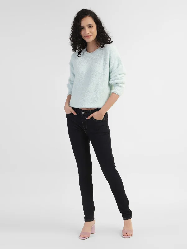 Women's Solid Crew Neck Sweater Glossy Satin Silk