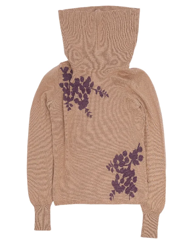 Floral Turtleneck Sweater Stylish Fashionable Trendy