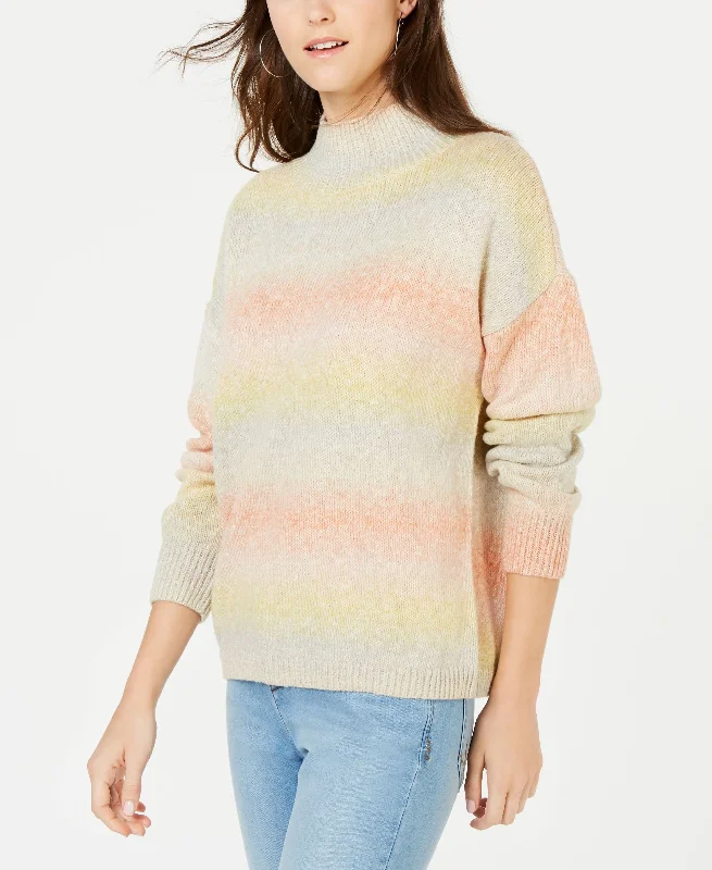 Ombre Turtleneck Sweater Graphic Sweater Embroidered Appliqued