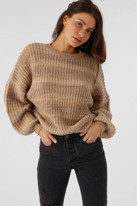 ONeill BAYOU OMBRE SLOUCHY SWEATER - TOBACC BRW Front Pockets Side Pockets Patch Pockets