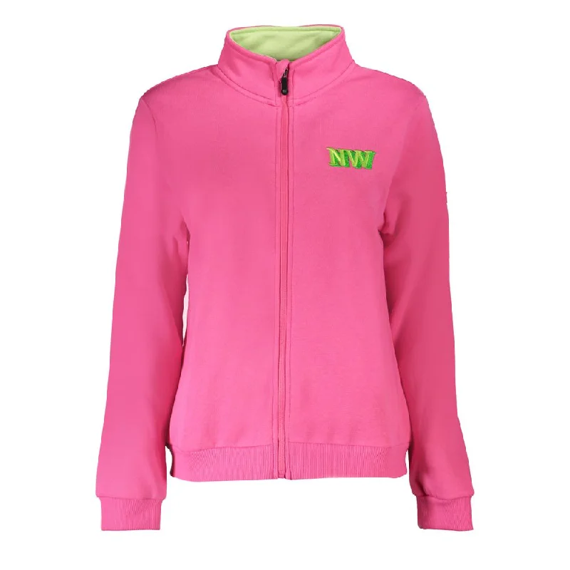 Pink Cotton Women Sweater Toggled Drawstring Belted