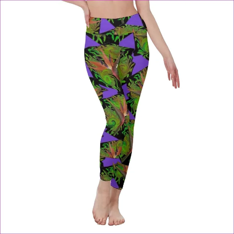 Psychedelic Paradise Womens High Waist Leggings | Side Stitch Closure Stylish Printed Stretch Leggings