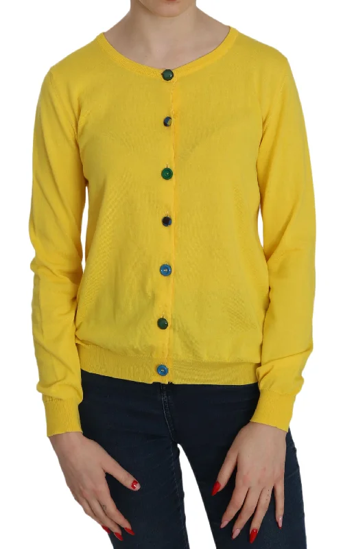 Radiant Yellow Cotton Sweater Elasticated Padded Insulated